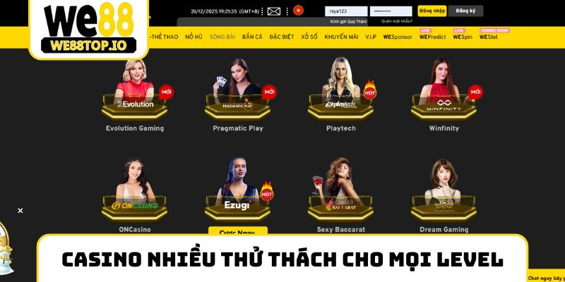Casino We88 nhiều thử thách cho mọi level