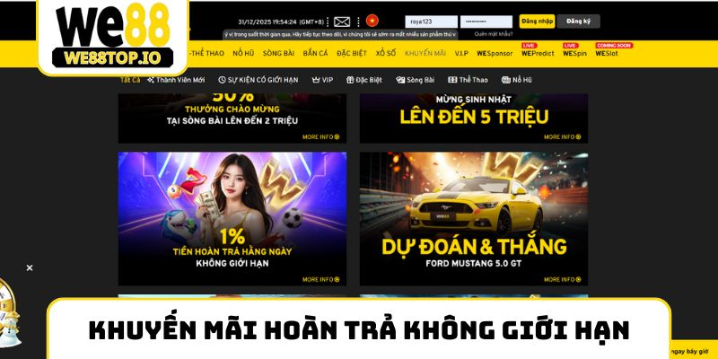 Khuyến mãi hoàn trả không giới hạn siêu hấp dẫn